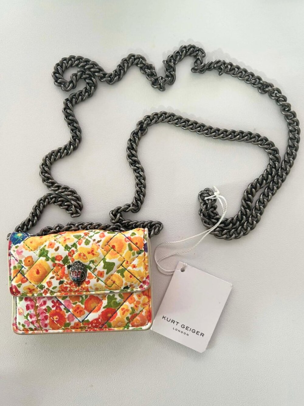 Kurt Geiger Quilted Floral Micro Kensington Mini Crossbody Bag